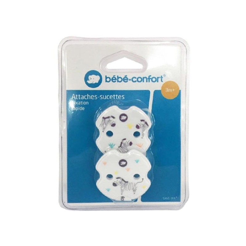 set 2 pezzi attacca succhietto con zebre bebè confort